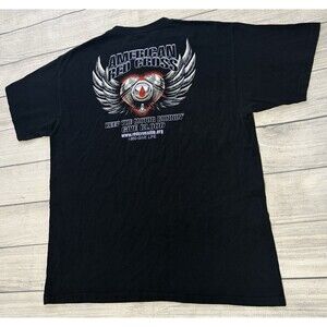 Vintage American Red Cross Shirt Mens Extra Large XL Black Y2K Faded Wings